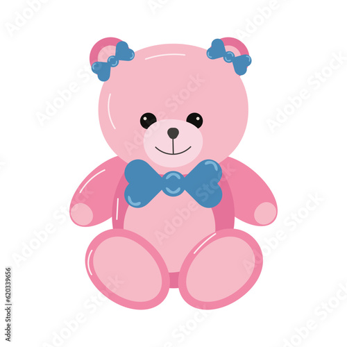 Bars of natural herbal soap. Organic handmade soap. Pink Bear Cub. Design of packaging, banner, web page. Vector flat illustration.