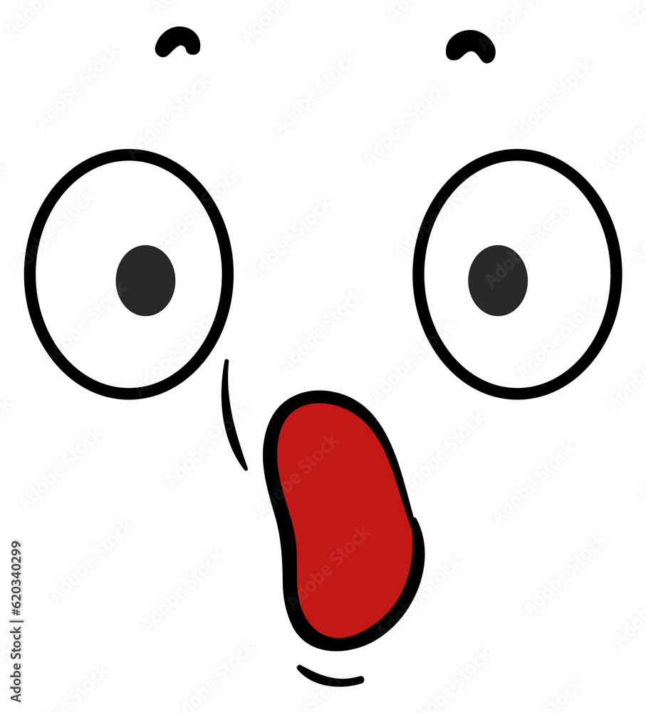 Astonished cartoon emoji. Anguished face comic expression Astonished cartoon emoji. Anguished face comic expression