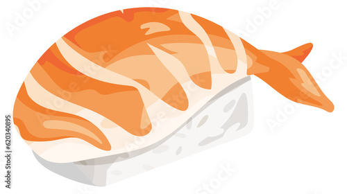 Ebi sushi cartoon icon. Traditional japanese food photo