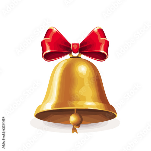 christmas bell with red ribbon