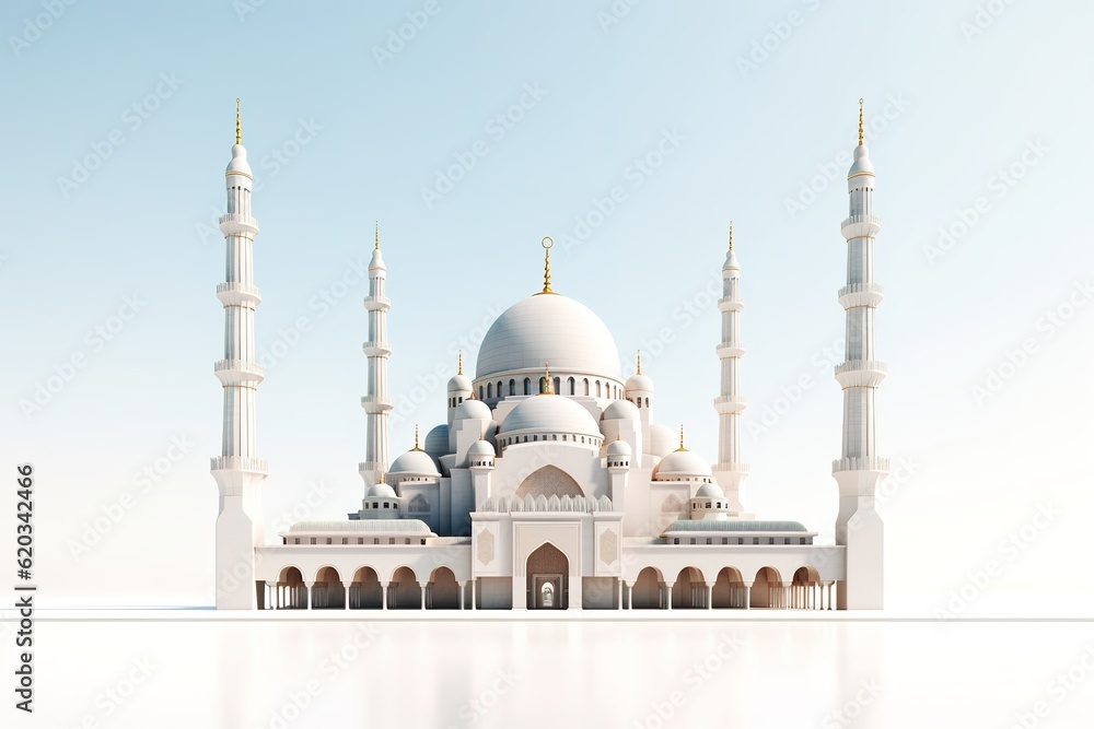 Fototapeta premium Amazing marble white mosque. Mock up 3D design