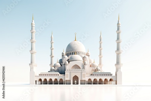 Amazing marble white mosque. Mock up 3D design