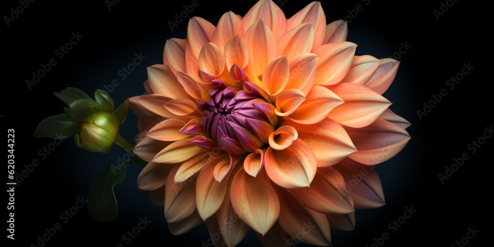Dahlia flower copy space background. AI Generated Dahlia flower copy space background. AI Generated