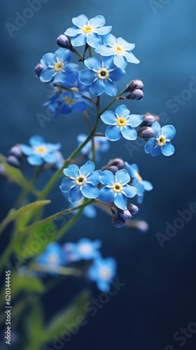 Forget me not flower copy space  background. AI Generated