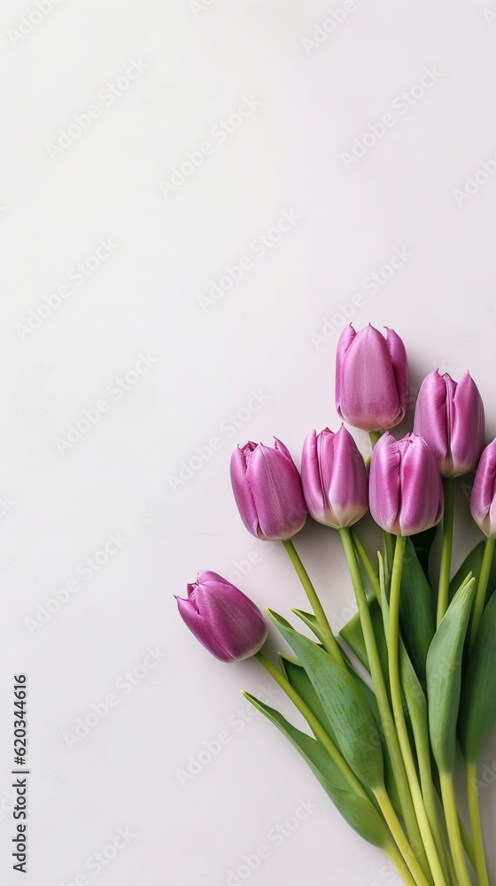 Purple tulip flower story background. AI Generated