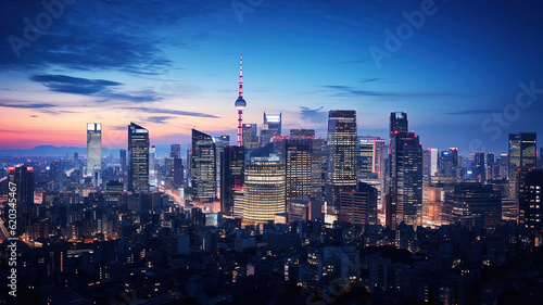 Wallpaper Mural Tokyo Iconic Skyline Blending Tradition and Innovation. Generative Ai Torontodigital.ca