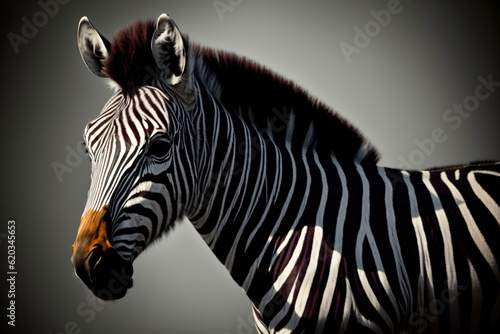 A Close Up Of A Zebra With A Black Background