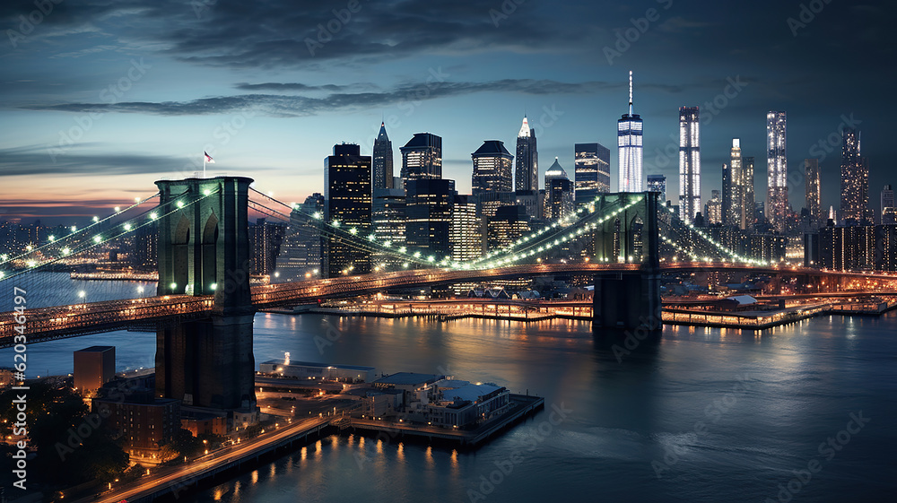 Fototapeta premium Exploring the Magnificent Skylines of New York City. Generative Ai