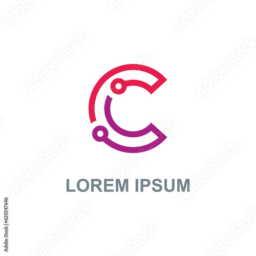 Letter c technology company logo vector image