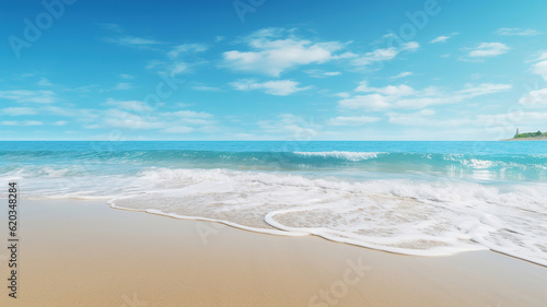 Scenic Coastal Views, Waves Crashing on Sandy Beaches. Generative Ai