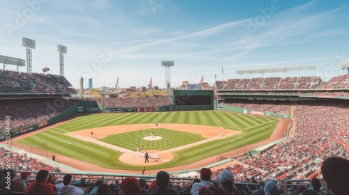 View of baseball field from inside stadium - created using generative ai