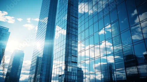 Reflective skyscrapers and business office buildings