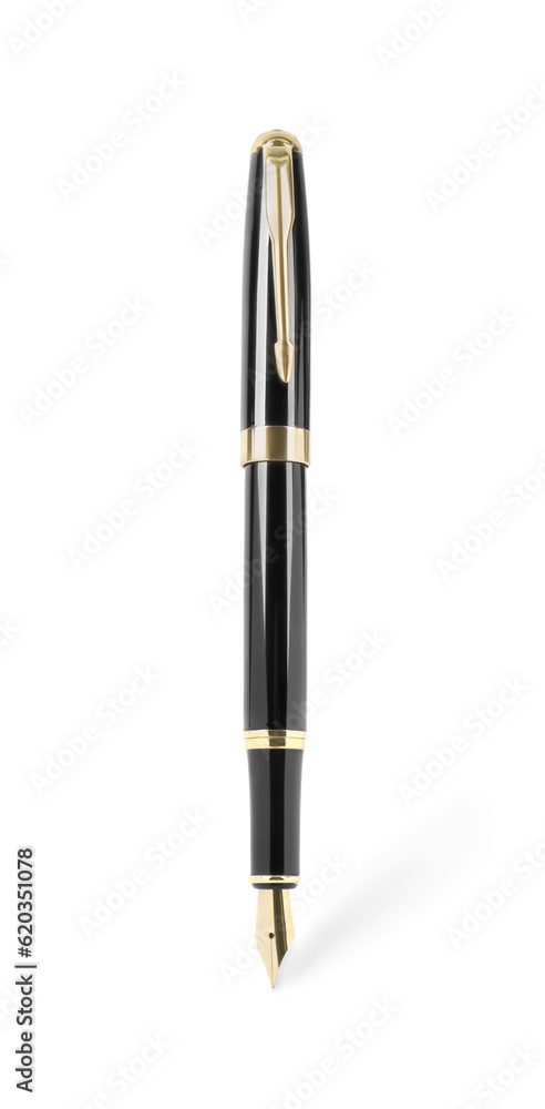 Stylish black fountain pen isolated on white Stylish black fountain pen isolated on white