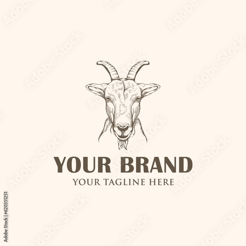 Vintage logo of a goat head illustration