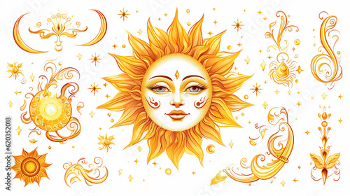 Cartaz abstrato da lua do sol Fundos minimalistas contemporâneos estilo boho moderno. Decoração de parede de meados do século, impressão de arte vetorial photo