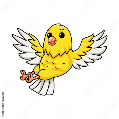 Cute canary bird cartoon flying