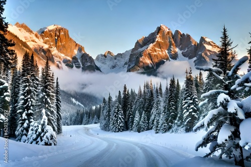 winter mountain landscape  Generative AI © Muqeet 