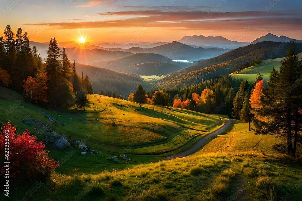 Obraz premium sunrise in the mountains Generative AI