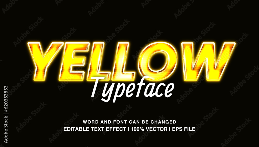 Yellow editable text effect template, glossy yellow futuristic style typeface, premium vector