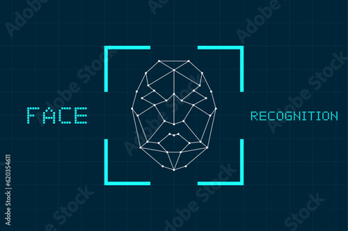 Face recognition. Human Face Scanning. Face ID. Facial recognition. Face scan