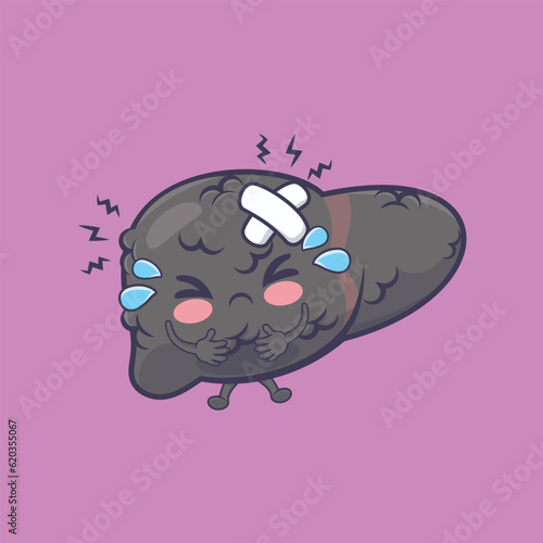 cute cirrhosis liver organ cartoon vector icon illustration