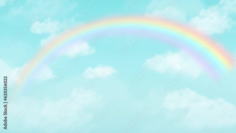 sky with rainbow and clouds. Looping video background. sky with rainbow and clouds. Looping video background.
