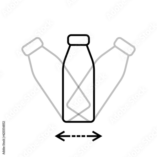 Bottle label shake well before use. Bottle icon with arrows. Vector illustration. EPS 10.