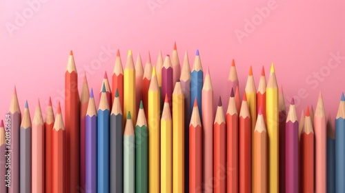 Colored pencils on pastel background, space for text