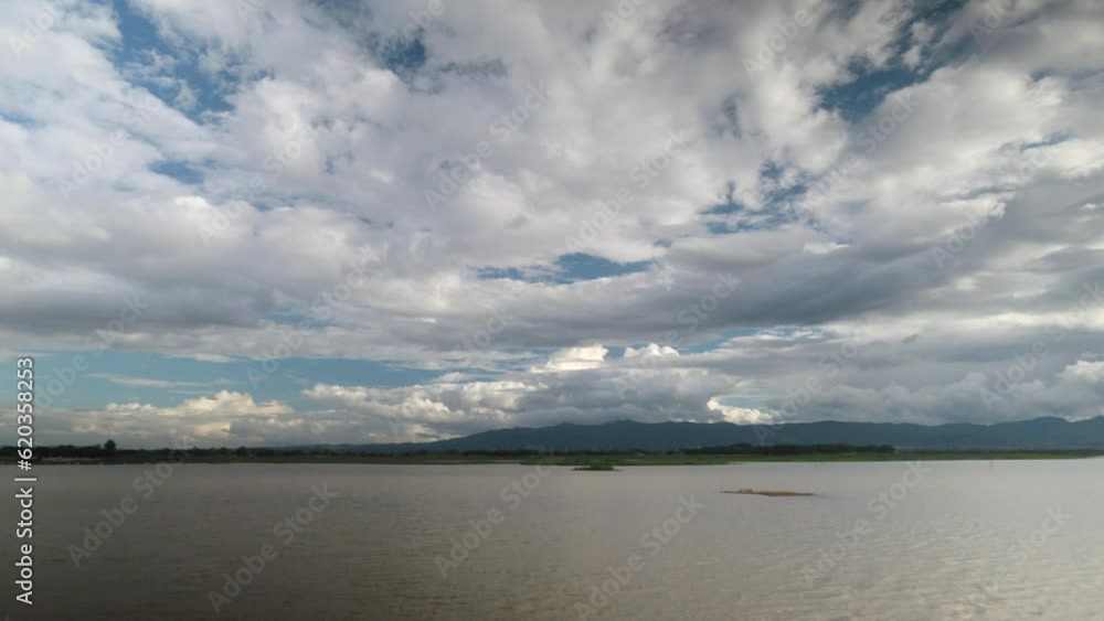Dynamic Weather Patterns. Dramatic Time Lapse of Clouds Over Phayao Lake in Rural Thailand Dynamic Weather Patterns. Dramatic Time Lapse of Clouds Over Phayao Lake in Rural Thailand