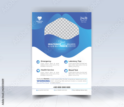 Corporate Flyer Or Poster design for Medical healthcare service, brochure, annual report, cover template