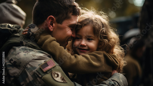 Embracing Love: A U.S. Soldier's Tender Hug with his Child