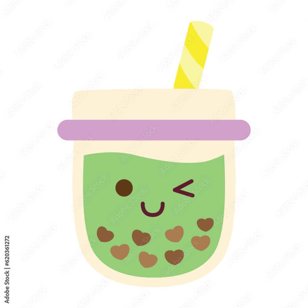 Bubble tea flavors cup design collection, Pearl milk tea, Yummy drinks