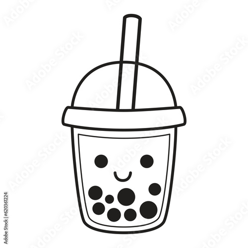 Bubble tea flavors cup design collection, Pearl milk tea, Yummy drinks, Taiwan milk, Boba Bubble Milk Tea silhouette, Vector Illustration