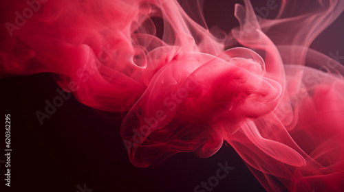 crimson smoke elegantly dancing against a dark backdrop. AI-Generated
