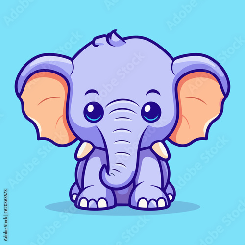 Cute Little Elephant Cartoon: Perfect for Children's T-Shirts, Mugs, and Nursery Decor