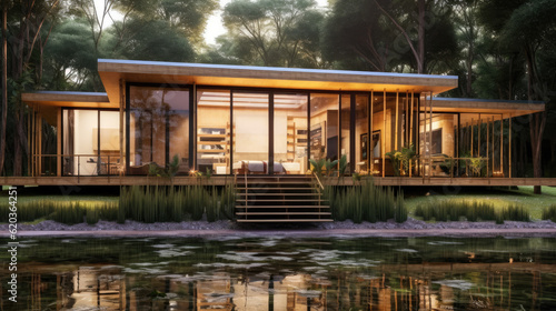 Modern Minimalist Bamboo House Blending Eco-Friendly Architecture © madango