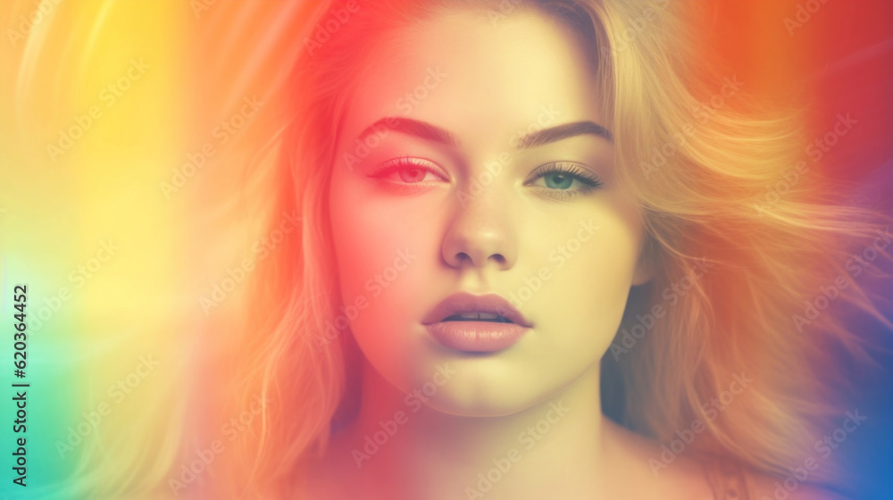 Beautiful young woman blur soft colorful background. Beautiful young woman blur soft colorful background.