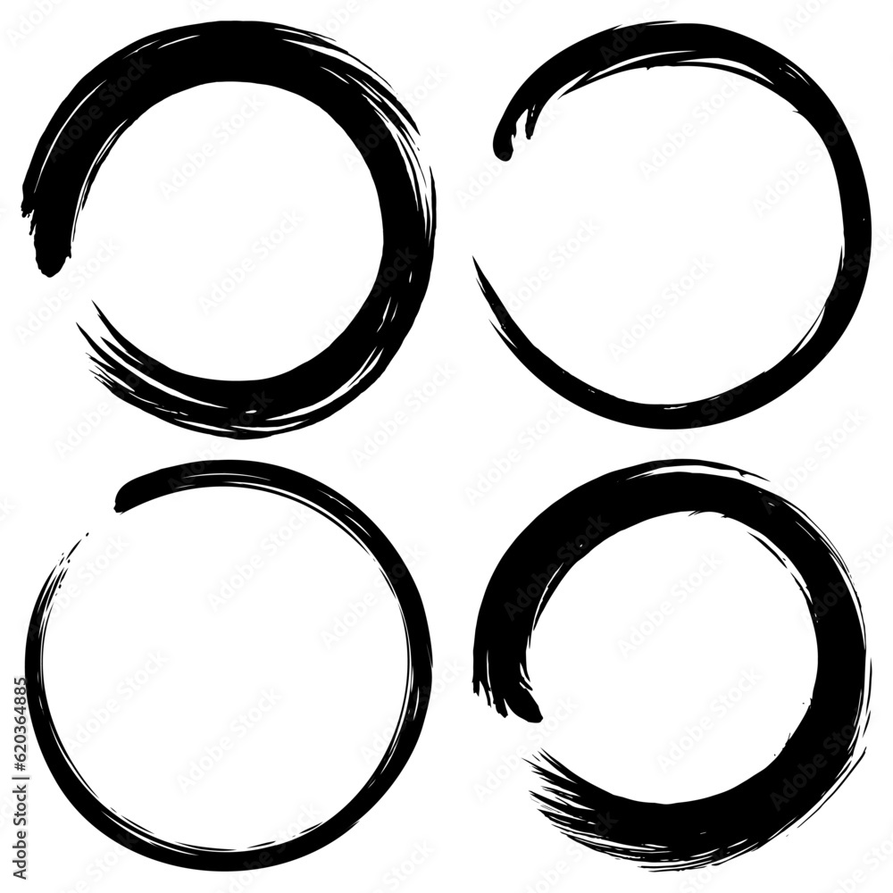 Enso Zen Brush Stroke Vector Art Illustration Set Collection Enso Zen Brush Stroke Vector Art Illustration Set Collection