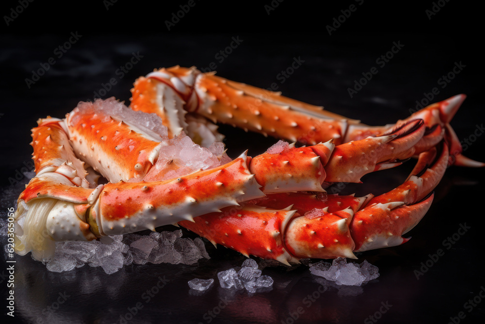 Alaskan King Crab Legs, with their impressive size, vibrant color, and enticing texture, ready to be enjoyed as a delectable seafood delicacy. Generative AI. Alaskan King Crab Legs, with their impressive size, vibrant color, and enticing texture, ready to be enjoyed as a delectable seafood delicacy. Generative AI.