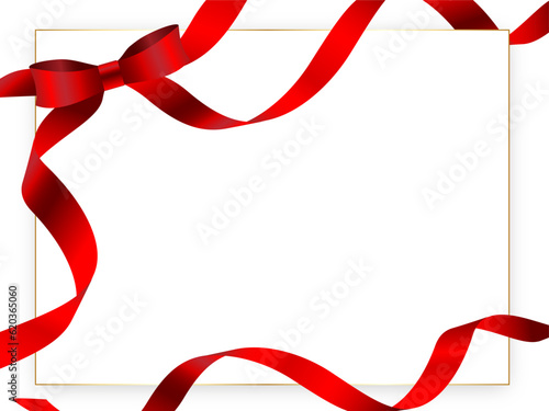 光沢のあるリボンと金枠 赤