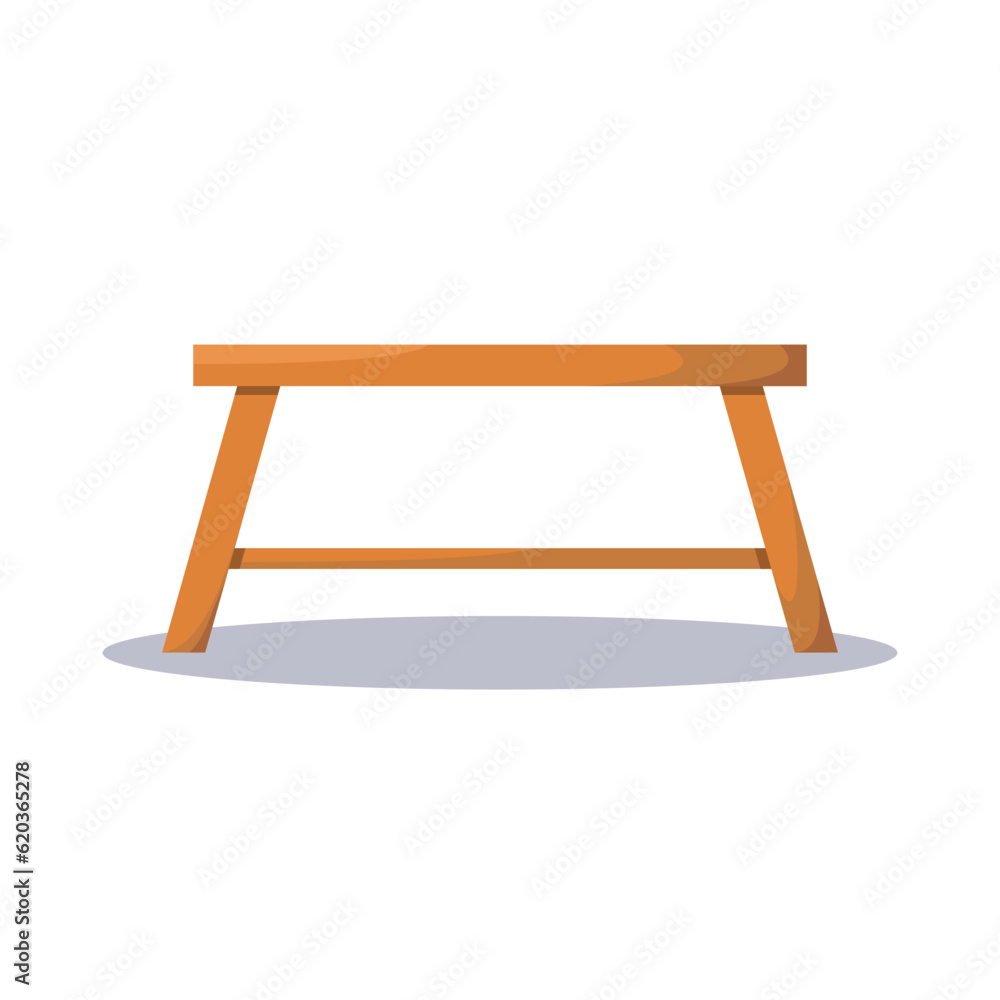Wooden Coffee Table Flat Vector