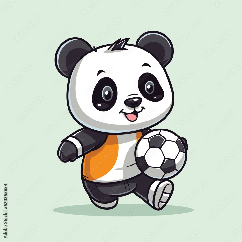 cute panda playing football vector illustration cute panda playing football vector illustration