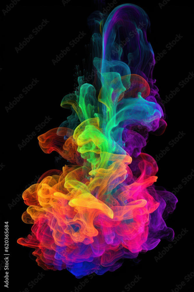 Multicolored smoke on black background 