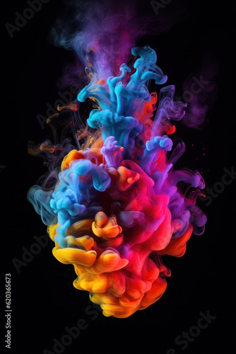 Multicolored ink on black background 