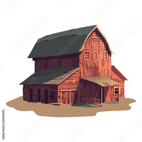 Rustic cottage nestled in nature with old barn and hut