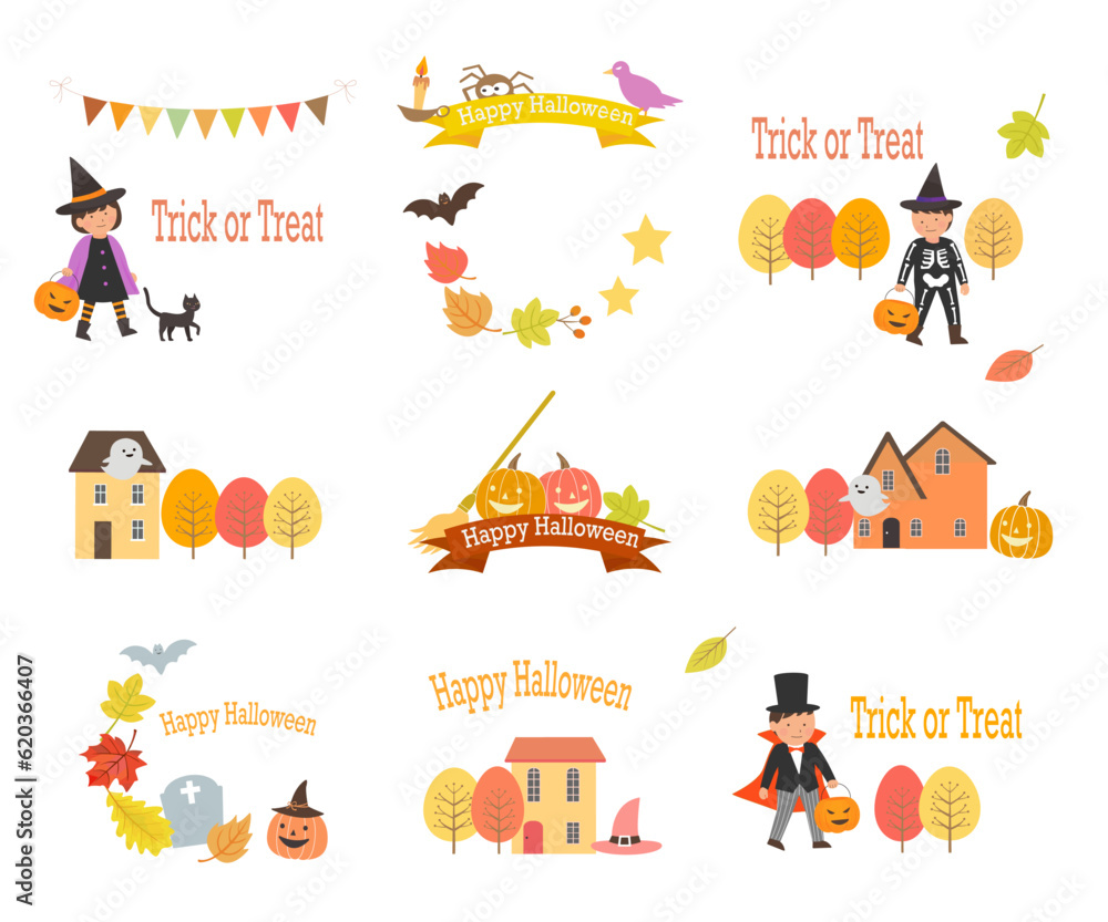 Obraz premium ハロウィンの見出しセット