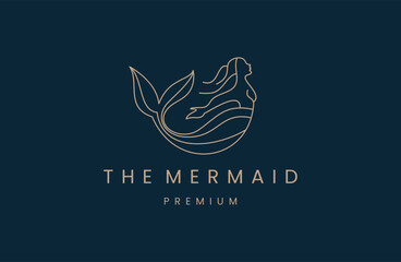 Keuken achterwand Zeemeermin Zeemeermin logo met silhouet en zee  © Syifah