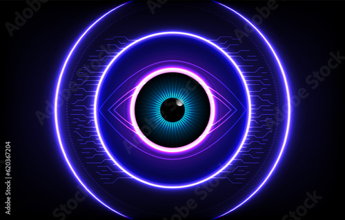 Eye in dark technology and Augmented reality. concept of cyber security or biometri abstract Metaverse and futuristic digital EP.4 photo