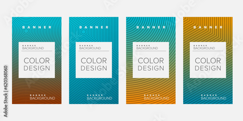 Background banner geometric line gradient color design vector, vertical banner set