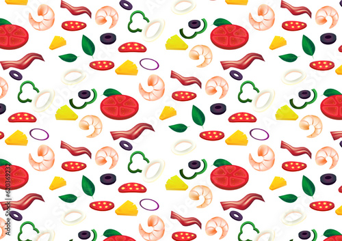On top pizza pattern. Vector design.